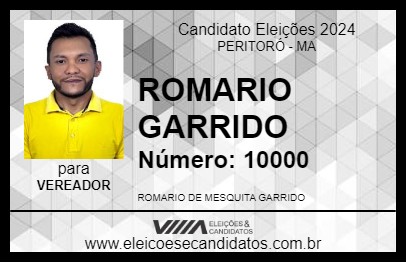 Candidato ROMARIO GARRIDO 2024 - PERITORÓ - Eleições