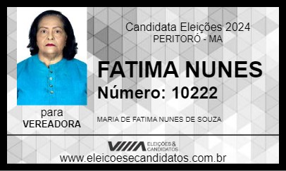 Candidato FATIMA NUNES 2024 - PERITORÓ - Eleições