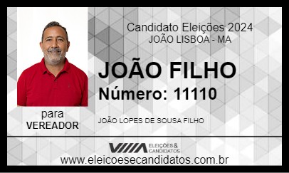 Candidato JOÃO FILHO 2024 - JOÃO LISBOA - Eleições