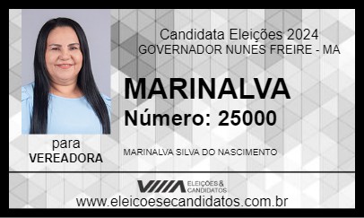 Candidato MARINALVA 2024 - GOVERNADOR NUNES FREIRE - Eleições