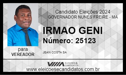 Candidato IRMAO GENI 2024 - GOVERNADOR NUNES FREIRE - Eleições