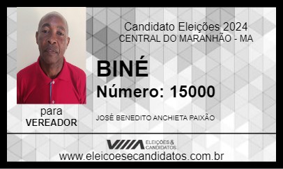 Candidato BINÉ 2024 - CENTRAL DO MARANHÃO - Eleições