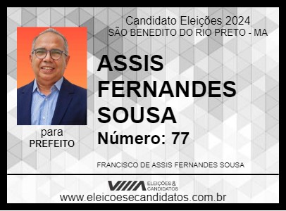 Candidato ASSIS FERNANDES SOUSA 2024 - SÃO BENEDITO DO RIO PRETO - Eleições