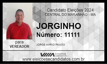 Candidato JORGINHO 2024 - CENTRAL DO MARANHÃO - Eleições