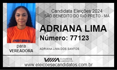 Candidato ADRIANA LIMA 2024 - SÃO BENEDITO DO RIO PRETO - Eleições