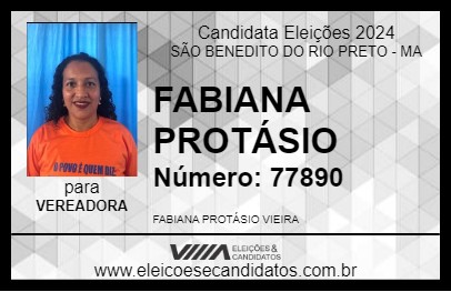 Candidato FABIANA PROTÁSIO 2024 - SÃO BENEDITO DO RIO PRETO - Eleições