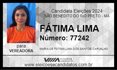 Candidato FÁTIMA LIMA 2024 - SÃO BENEDITO DO RIO PRETO - Eleições