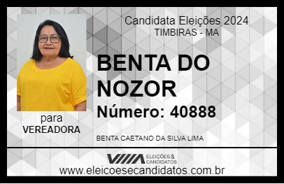 Candidato BENTA DO NOZOR 2024 - TIMBIRAS - Eleições