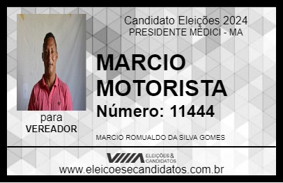 Candidato MARCIO MOTORISTA 2024 - PRESIDENTE MÉDICI - Eleições