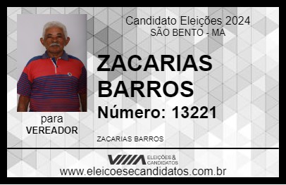 Candidato ZACARIAS BARROS 2024 - SÃO BENTO - Eleições