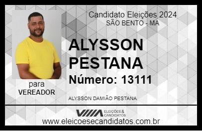 Candidato ALYSSON PESTANA 2024 - SÃO BENTO - Eleições