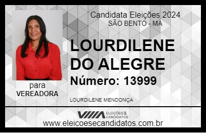 Candidato LOURDILENE DO ALEGRE 2024 - SÃO BENTO - Eleições