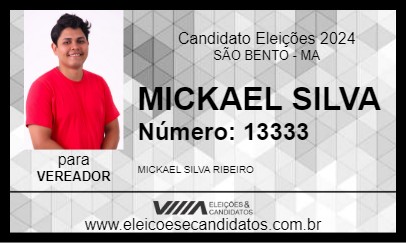 Candidato MICKAEL SILVA 2024 - SÃO BENTO - Eleições