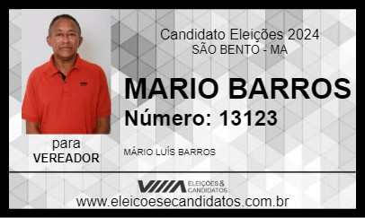 Candidato MARIO BARROS 2024 - SÃO BENTO - Eleições