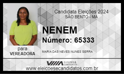 Candidato NENEM 2024 - SÃO BENTO - Eleições