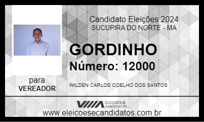 Candidato GORDINHO 2024 - SUCUPIRA DO NORTE - Eleições