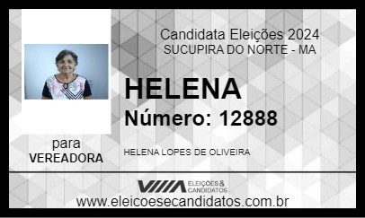 Candidato HELENA 2024 - SUCUPIRA DO NORTE - Eleições