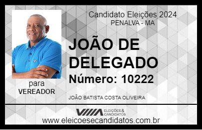 Candidato JOÃO DE DELEGADO 2024 - PENALVA - Eleições