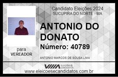 Candidato ANTONIO DO DONATO 2024 - SUCUPIRA DO NORTE - Eleições