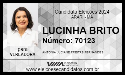 Candidato LUCINHA BRITO 2024 - ARARI - Eleições