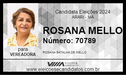 Candidato ROSANA MELLO 2024 - ARARI - Eleições