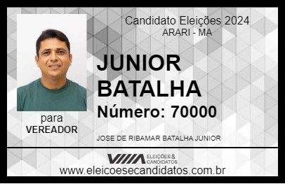 Candidato JUNIOR BATALHA 2024 - ARARI - Eleições