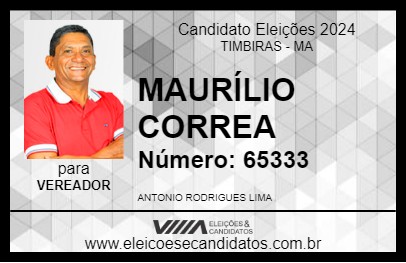 Candidato MAURÍLIO CORREA 2024 - TIMBIRAS - Eleições