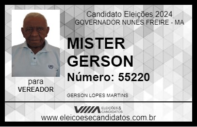 Candidato MISTER GERSON 2024 - GOVERNADOR NUNES FREIRE - Eleições