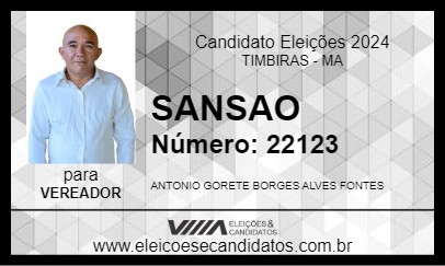 Candidato SANSAO 2024 - TIMBIRAS - Eleições