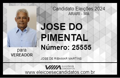 Candidato JOSE DO PIMENTAL 2024 - ARARI - Eleições