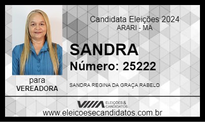 Candidato SANDRA 2024 - ARARI - Eleições