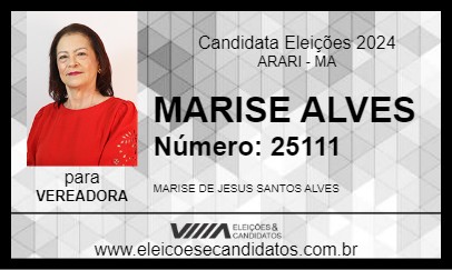 Candidato MARISE ALVES 2024 - ARARI - Eleições