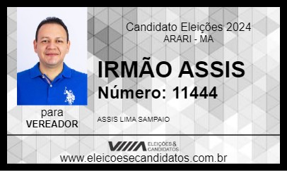 Candidato IRMÃO ASSIS 2024 - ARARI - Eleições