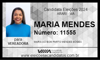 Candidato MARIA MENDES 2024 - ARARI - Eleições