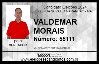 Candidato VALDEMAR MORAIS 2024 - OLINDA NOVA DO MARANHÃO - Eleições