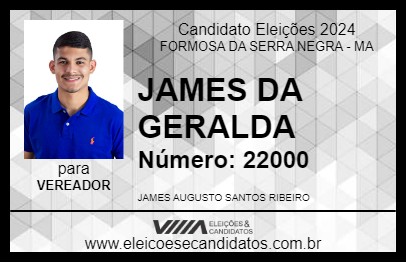 Candidato JAMES DA GERALDA 2024 - FORMOSA DA SERRA NEGRA - Eleições