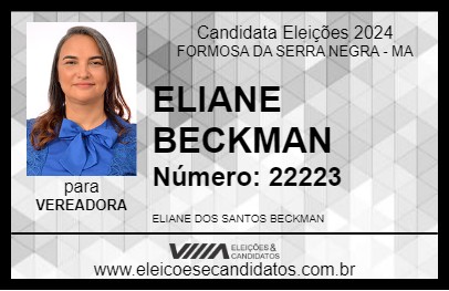 Candidato ELIANE BECKMAN 2024 - FORMOSA DA SERRA NEGRA - Eleições