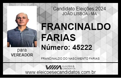 Candidato FRANCINALDO FARIAS 2024 - JOÃO LISBOA - Eleições