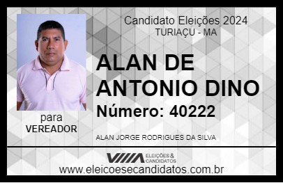 Candidato ALAN DE ANTONIO DINO 2024 - TURIAÇU - Eleições