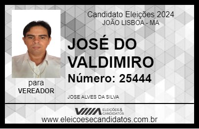 Candidato JOSÉ DO VALDIMIRO 2024 - JOÃO LISBOA - Eleições