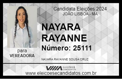 Candidato NAYARA RAYANNE 2024 - JOÃO LISBOA - Eleições