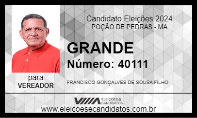 Candidato GRANDE 2024 - POÇÃO DE PEDRAS - Eleições