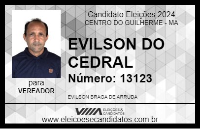 Candidato EVILSON DO CEDRAL 2024 - CENTRO DO GUILHERME - Eleições