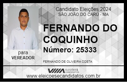 Candidato FERNANDO DO COQUINHO 2024 - SÃO JOÃO DO CARÚ - Eleições