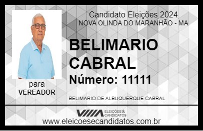 Candidato BELIMARIO CABRAL 2024 - NOVA OLINDA DO MARANHÃO - Eleições