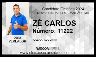 Candidato ZÉ CARLOS 2024 - NOVA OLINDA DO MARANHÃO - Eleições