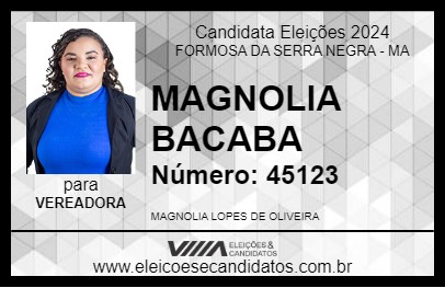 Candidato MAGNOLIA BACABA 2024 - FORMOSA DA SERRA NEGRA - Eleições