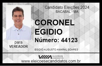 Candidato CORONEL EGIDIO 2024 - BACABAL - Eleições