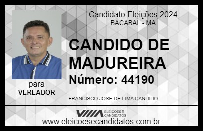 Candidato CANDIDO DE MADUREIRA 2024 - BACABAL - Eleições