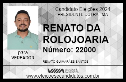 Candidato RENATO DA ROLOJOARIA 2024 - PRESIDENTE DUTRA - Eleições